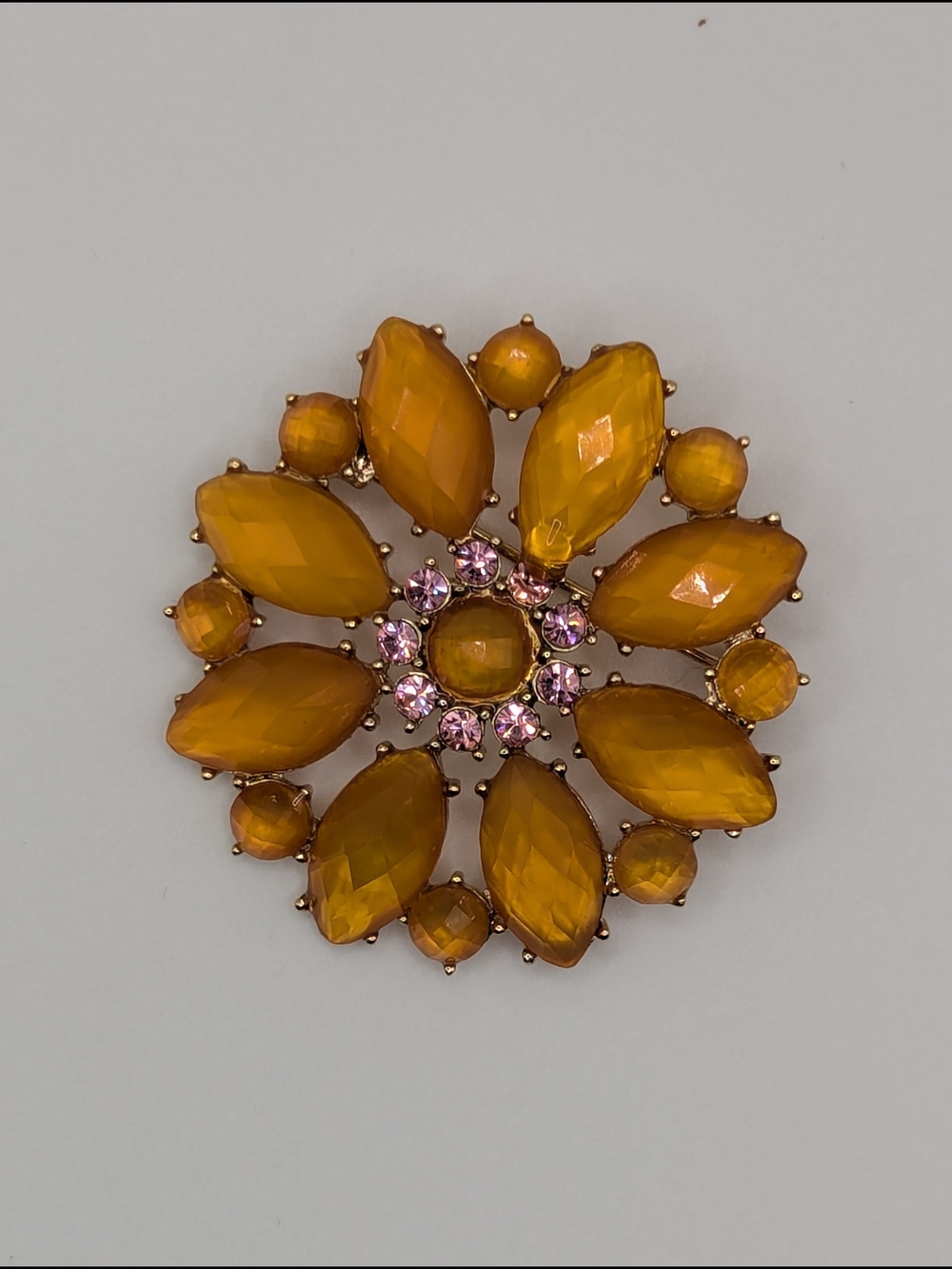 Amber Floral Crystal Brooch - Women's Jewelry